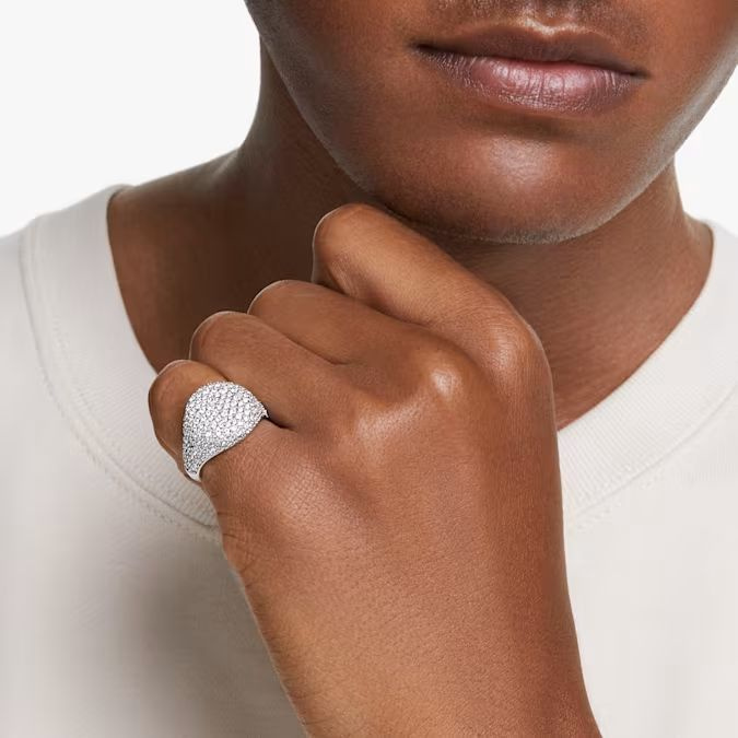 Sublima cocktail ring White, Rhodium plated