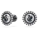 Swarovski Swan stud earrings Swan, Gray, Ruthenium plated