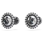 Swarovski Swan stud earrings Swan, Gray, Ruthenium plated