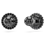 Swarovski Swan stud earrings Swan, Gray, Ruthenium plated