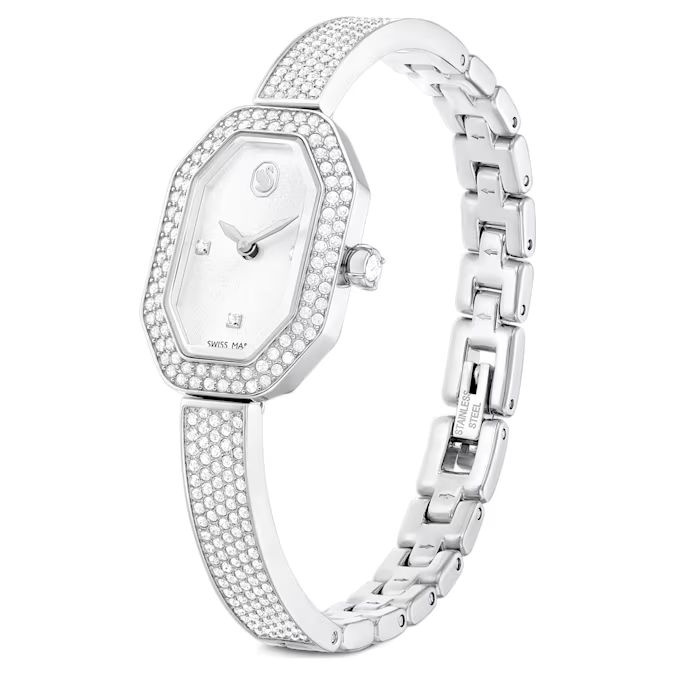 Dextera Bangle watch Swiss Made, Metal bracelet, Silver tone, Stainless steel