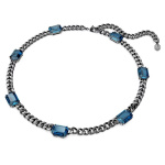 Millenia necklace Octagon cut, Blue, Ruthenium plated