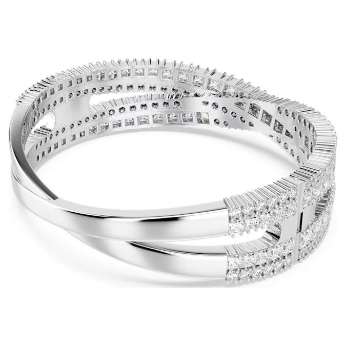 Hyperbola cuff Infinity, White, Rhodium plated
