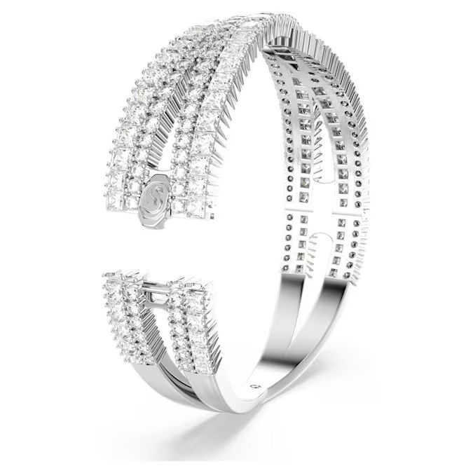 Hyperbola cuff Infinity, White, Rhodium plated