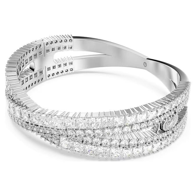 Hyperbola cuff Infinity, White, Rhodium plated