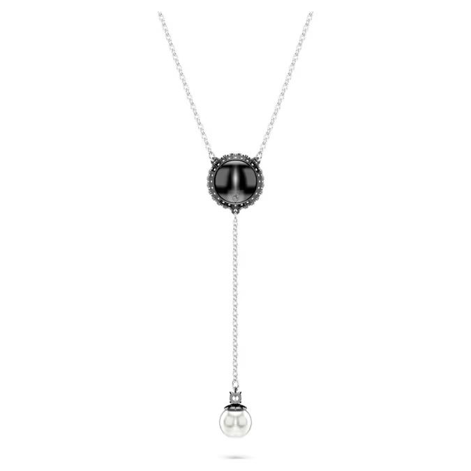Swarovski Swan Y pendant Swan, Gray, Rhodium plated