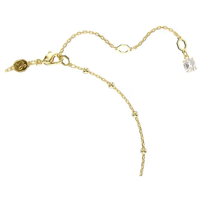 Imber Y necklace Round cut, Scattered design, White, Gold-tone plated
