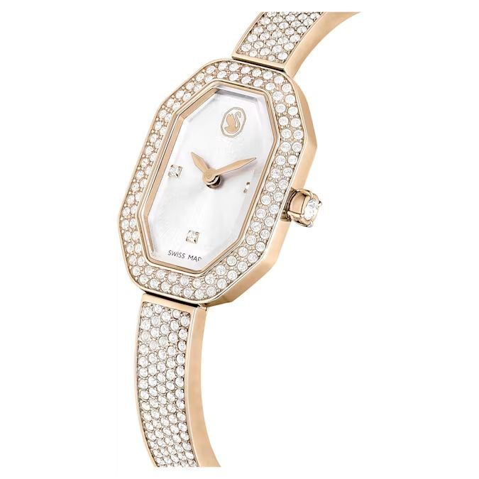 Dextera Bangle watch Swiss Made, Metal bracelet, Gold tone, Champagne gold-tone finish