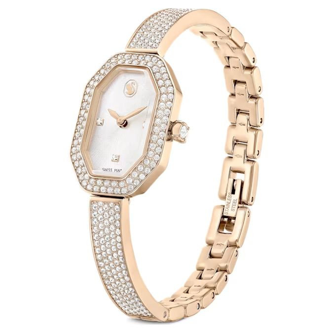 Dextera Bangle watch Swiss Made, Metal bracelet, Gold tone, Champagne gold-tone finish