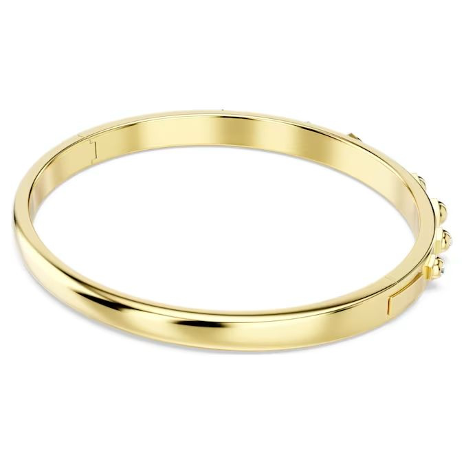Numina bangle Mixed round cuts, White, Gold-tone plated