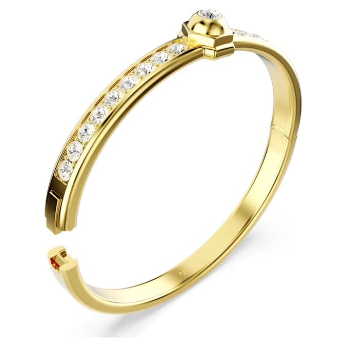 Numina bangle Round cut, White, Gold-tone plated