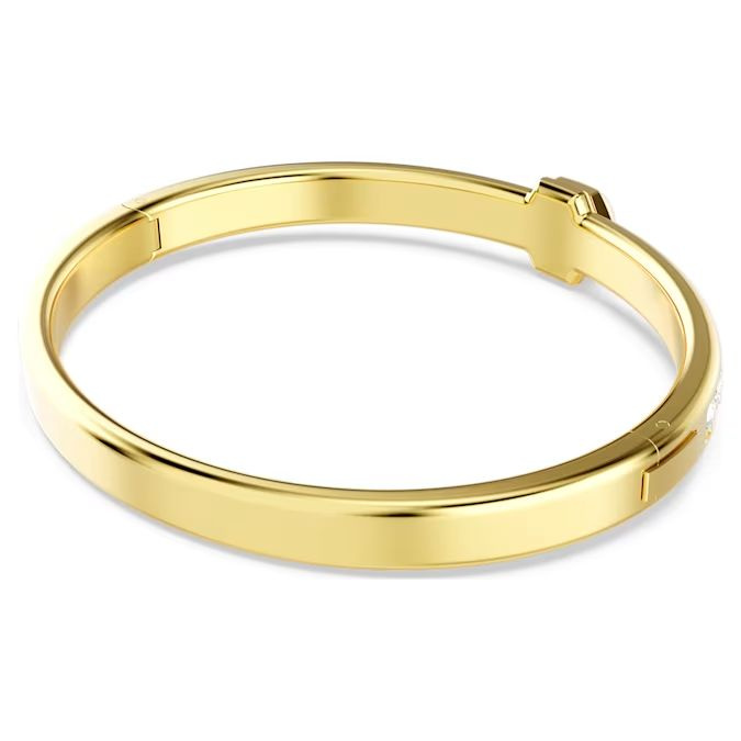 Numina bangle Round cut, White, Gold-tone plated
