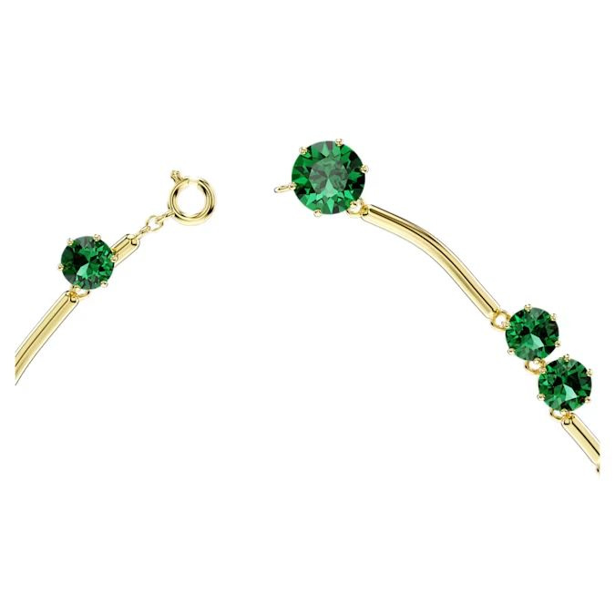Constella strand Mixed round cuts, Green, Gold-tone plated