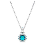 Birthstone pendant Square cut, December, Blue, Rhodium plate