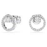 Constella stud earrings Round cut, White, Rhodium plated