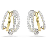 Hyperbola hoop earrings Mixed cuts, Mini, White, Mixed metal finish