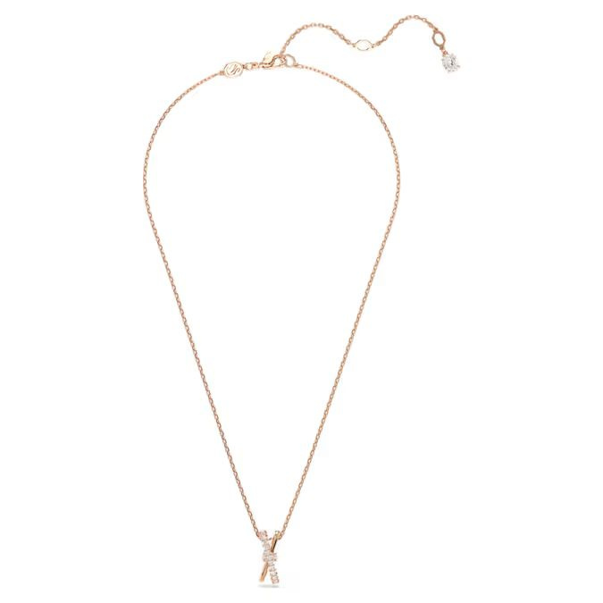 Hyperbola pendant Mixed cuts, Twist, White, Rose gold-tone plated