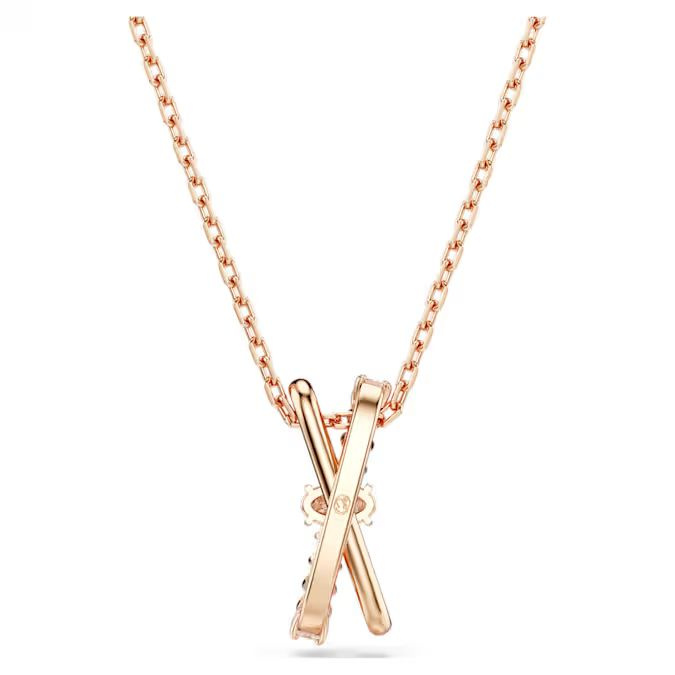 Hyperbola pendant Mixed cuts, Twist, White, Rose gold-tone plated