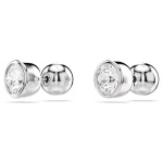 Imber stud earrings Round cut, White, Rhodium plated