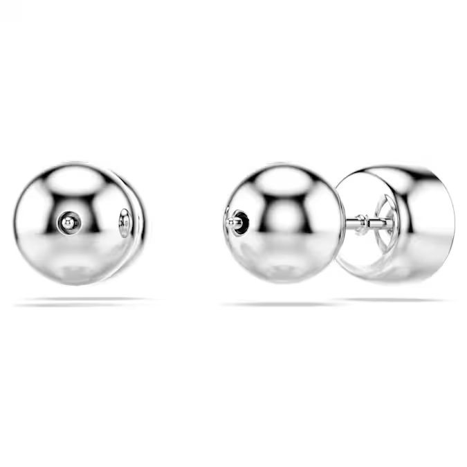 Imber stud earrings Round cut, White, Rhodium plated