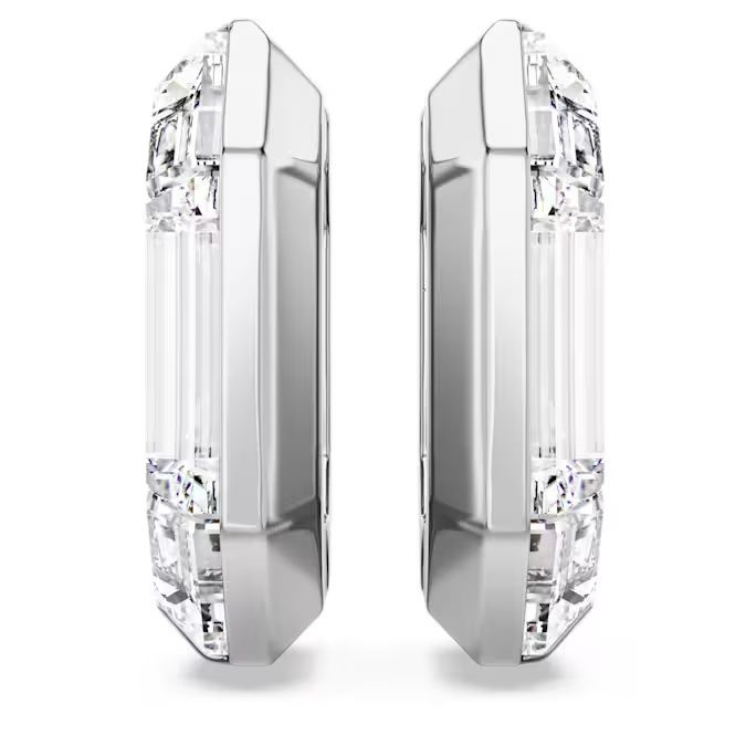 Lucent hoop earrings Octagon shape, Small, White