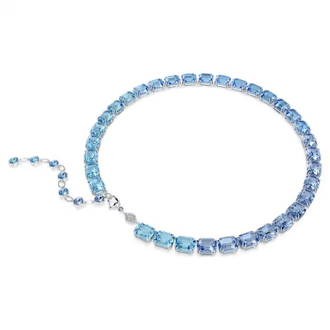 Millenia necklace Octagon cut, Color gradient, Blue, Rhodium plated