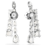 Matrix drop earrings Mixed cuts, White, Rhodium plated