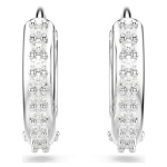 Matrix hoop earrings Round cut, White, Rhodium plated