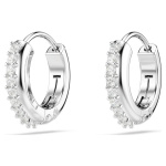 Matrix hoop earrings Round cut, White, Rhodium plated