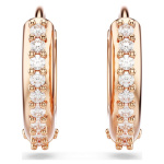 Matrix hoop earrings Round cut, White, Rose gold-tone plated