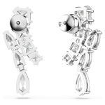 Matrix drop earrings Mixed cuts, White, Rhodium plated