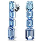 Millenia drop earrings Octagon cut, Color gradient, Blue, Rhodium plated