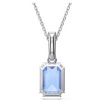 Millenia pendant Octagon cut, Blue, Rhodium plated