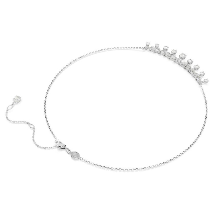 Idyllia necklace Mixed cuts, Snowflake, White, Rhodium plated