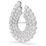 Matrix brooch Round cut, White, Rhodium plated