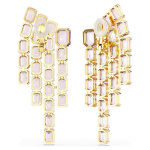 Millenia clip earrings Octagon cut, Chandelier, Purple, Gold-tone plated