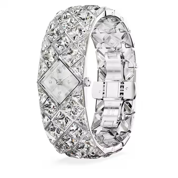 Curiosa Bangle watch Crystal bracelet, Silver tone, Stainless steel