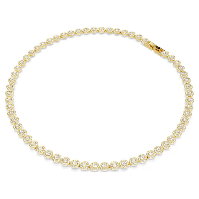 Una Angelic set Round cut, White, Gold-tone plated