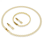 Una Angelic set Round cut, White, Gold-tone plated