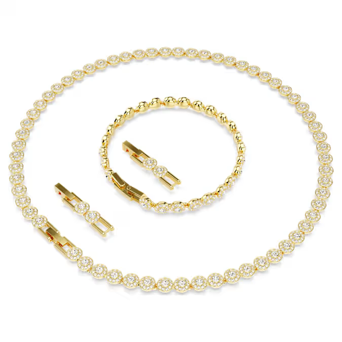 Una Angelic set Round cut, White, Gold-tone plated
