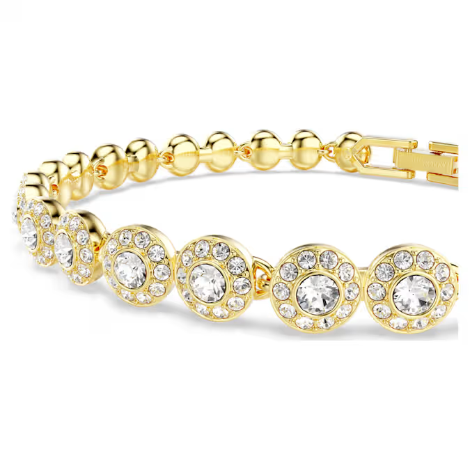 Una Angelic set Round cut, White, Gold-tone plated