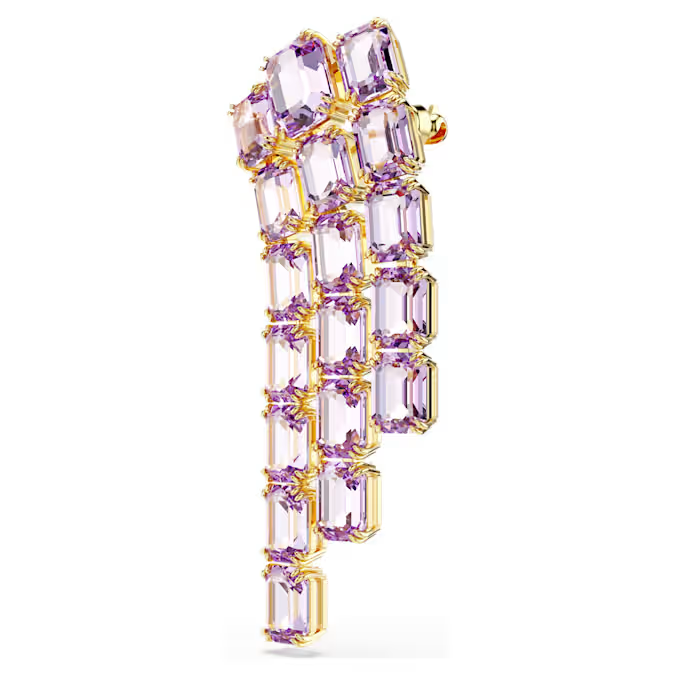 Millenia brooch Octagon cut, Purple, Gold-tone plated