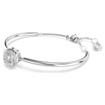 Dextera bangle Round cut, White, Rhodium plated