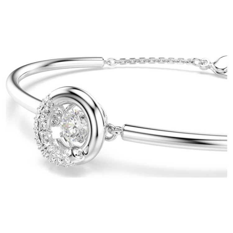 Dextera bangle Round cut, White, Rhodium plated