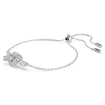 Matrix bracelet Baguette cut, Knot, White, Rhodium plated