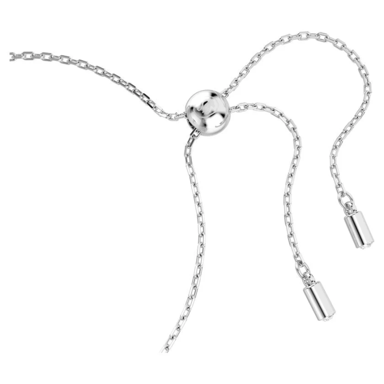 Matrix bracelet Baguette cut, Knot, White, Rhodium plated