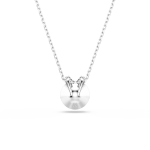 Bella V pendant Round cut, Rhodium plated