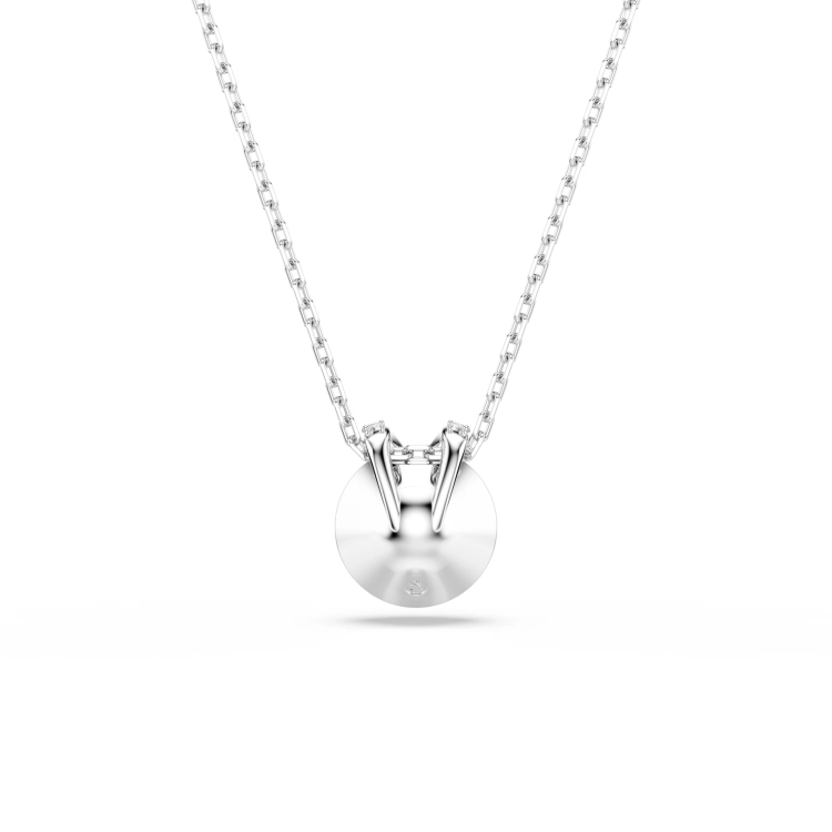 Bella V pendant Round cut, Rhodium plated