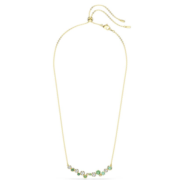 Constella necklace Mixed cuts, Green, Gold-tone plated