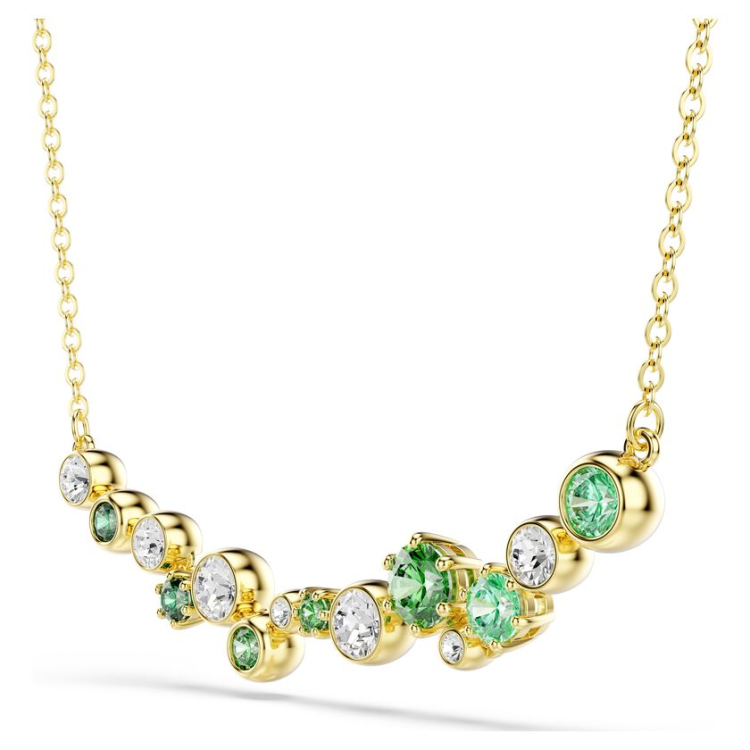 Constella necklace Mixed cuts, Green, Gold-tone plated